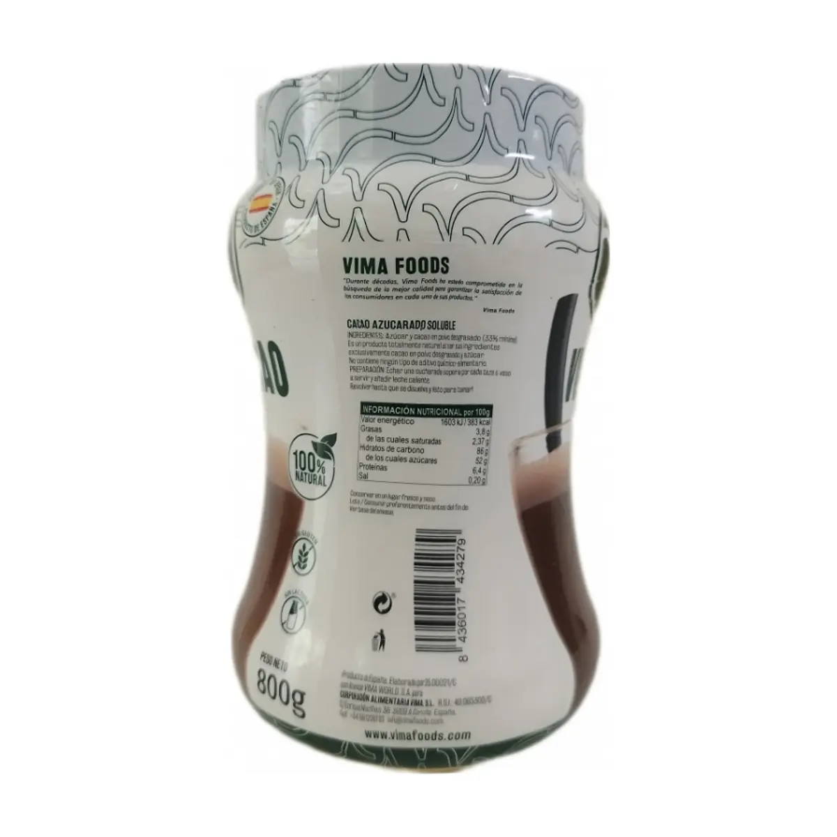 Chocolate azucarado Vimacao Vima Foods (800 g / 1.76 lb) - Thumbnail 2