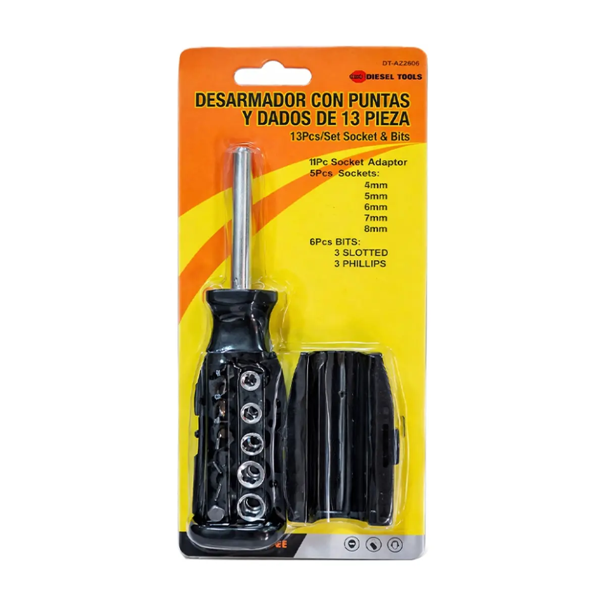 Set de destornillador - desarmador - de 13 piezas con adaptador y diferentes medidas Diesel Tools - Thumbnail 3