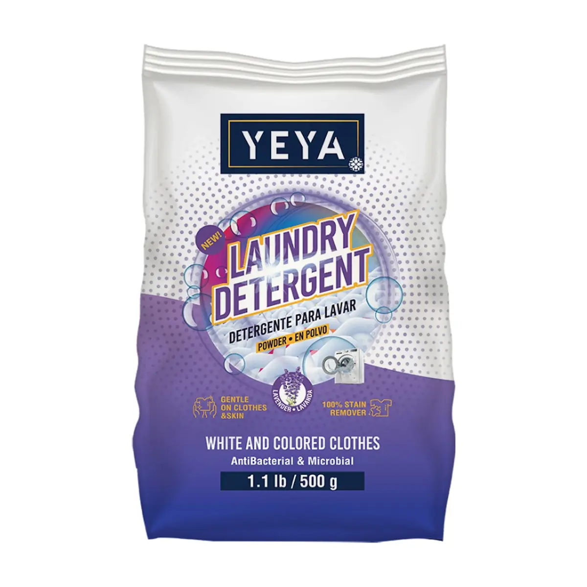Detergente en polvo con aroma a lavanda Yeya (5 x 500 g / 1.1 lb) - Thumbnail 4