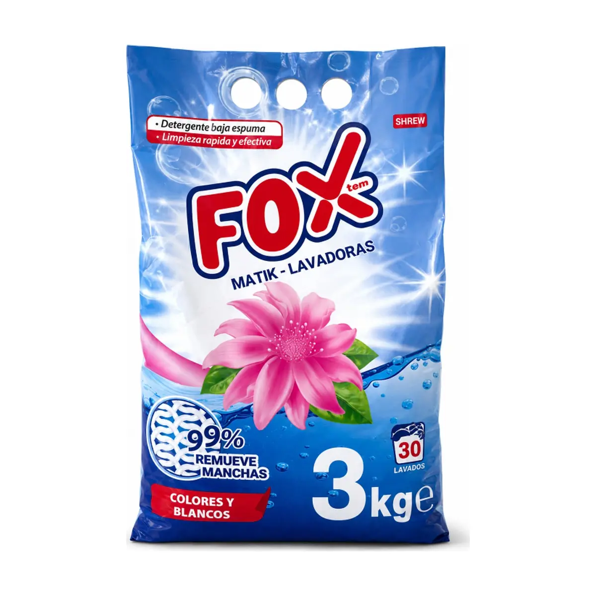 Detergente en polvo removedor de manchas Fox (3 kg / 6.61 lb)