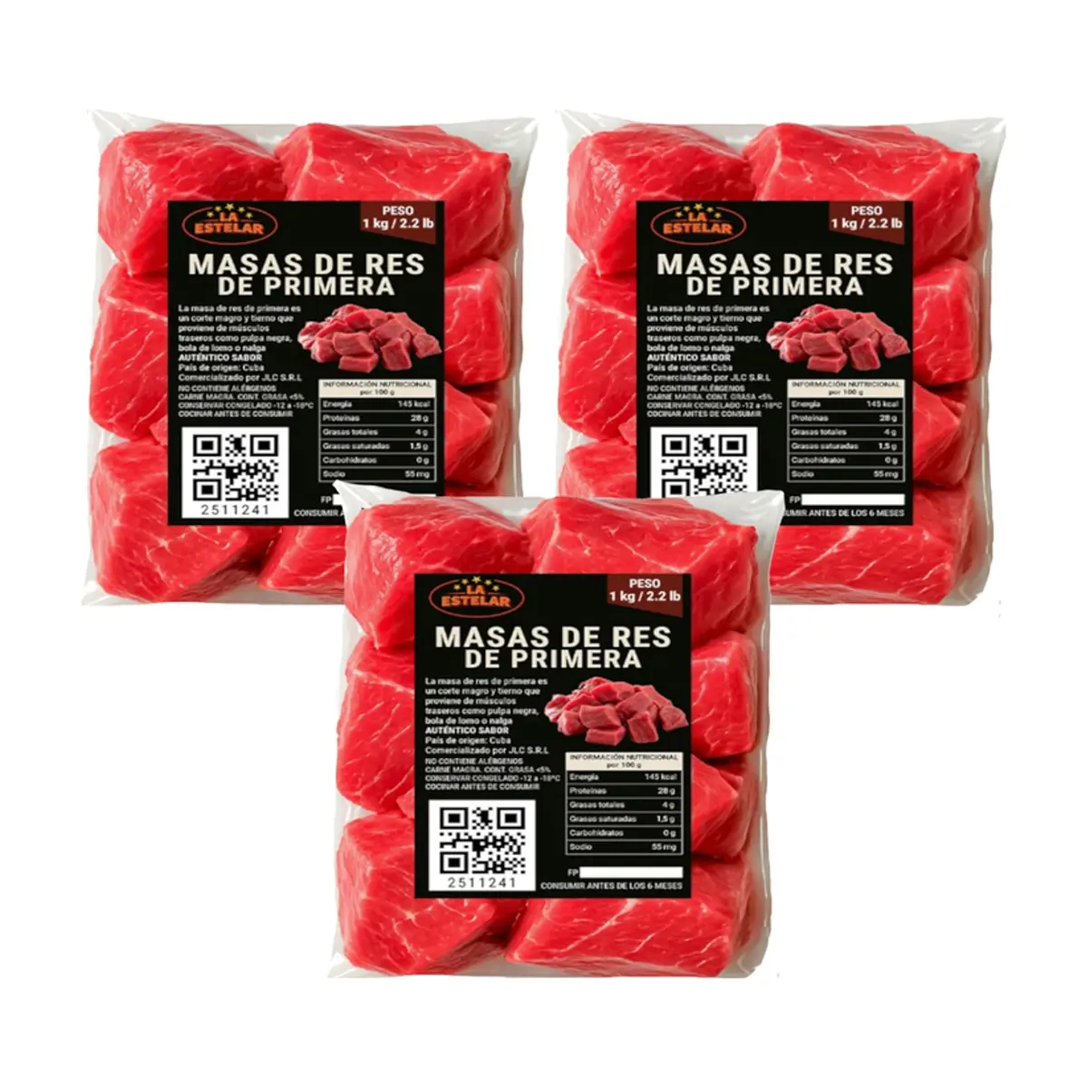 Masas de res de primera La Estelar (3 x 1 kg / 2.2 lb) - Imagen 1