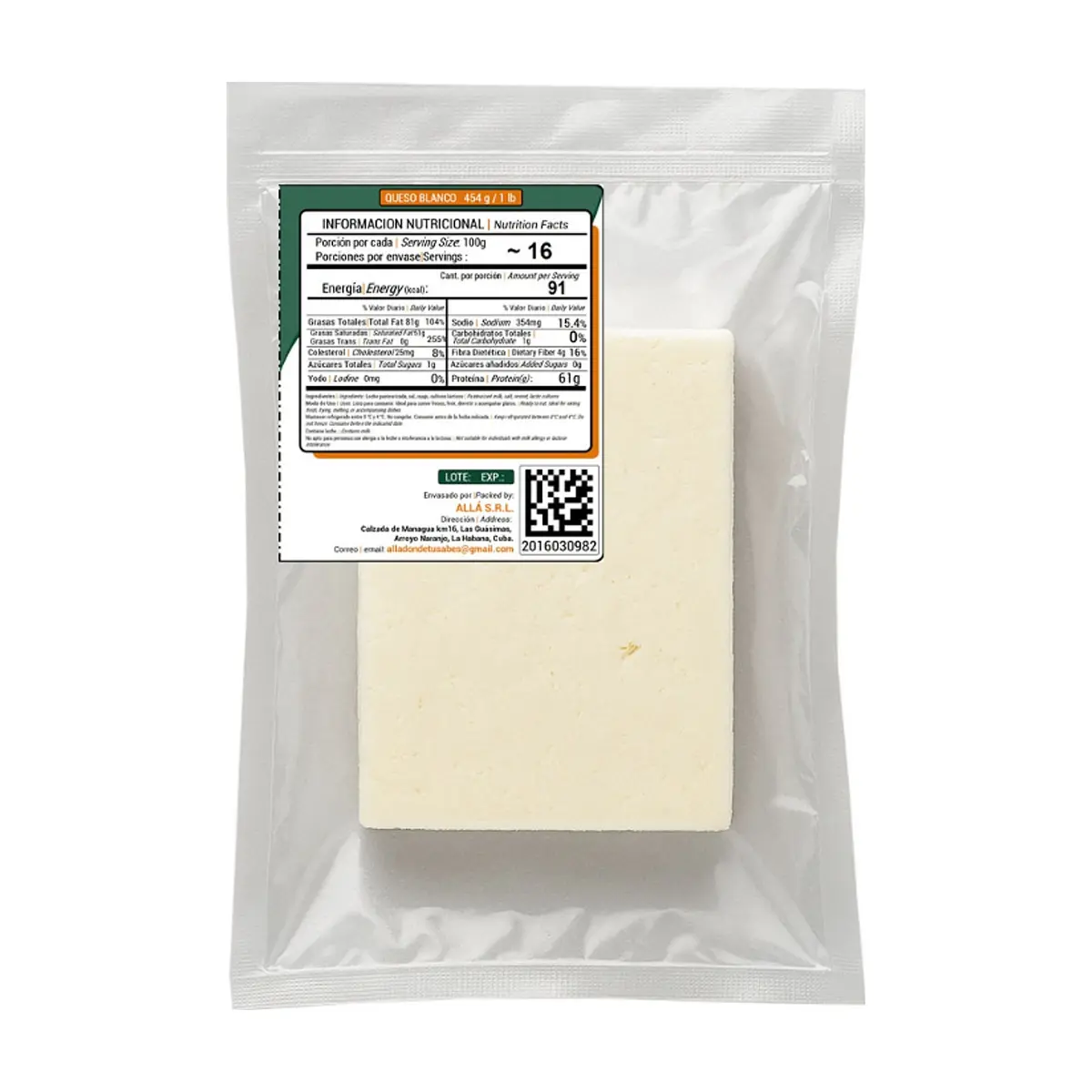 Queso blanco ALLÁ (454 g / 1 lb) - Miniatura 3