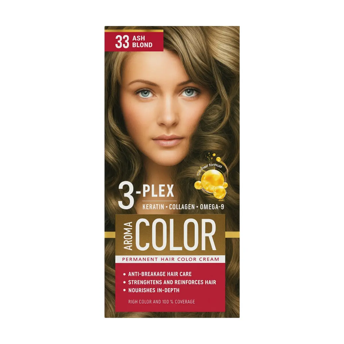 Tinte en crema para el cabello No. 33 Rubio Ceniza Aroma Color