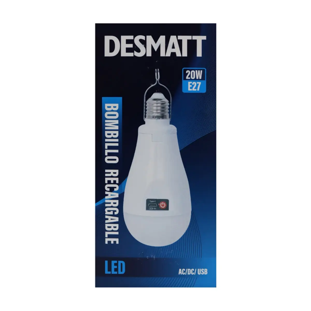 Bombillo recargable LED 20 W Desmatt LEB09B - Thumbnail 4