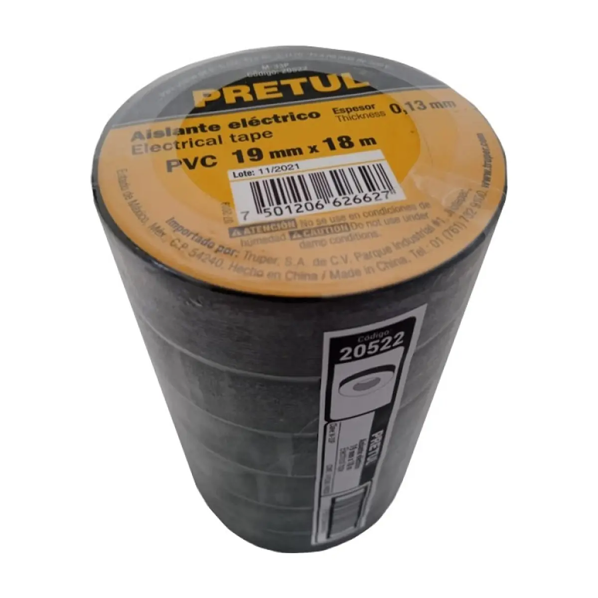 Conjunto de 6 rollo de aislante eléctrico -tape- 19mm x 18 m