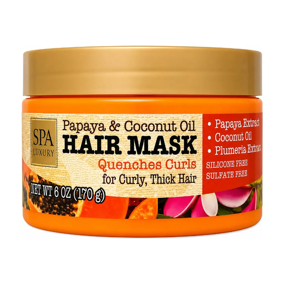 Mascarilla para el cabello de papaya y aceite de coco Spa Luxury (170 g / 6 oz)