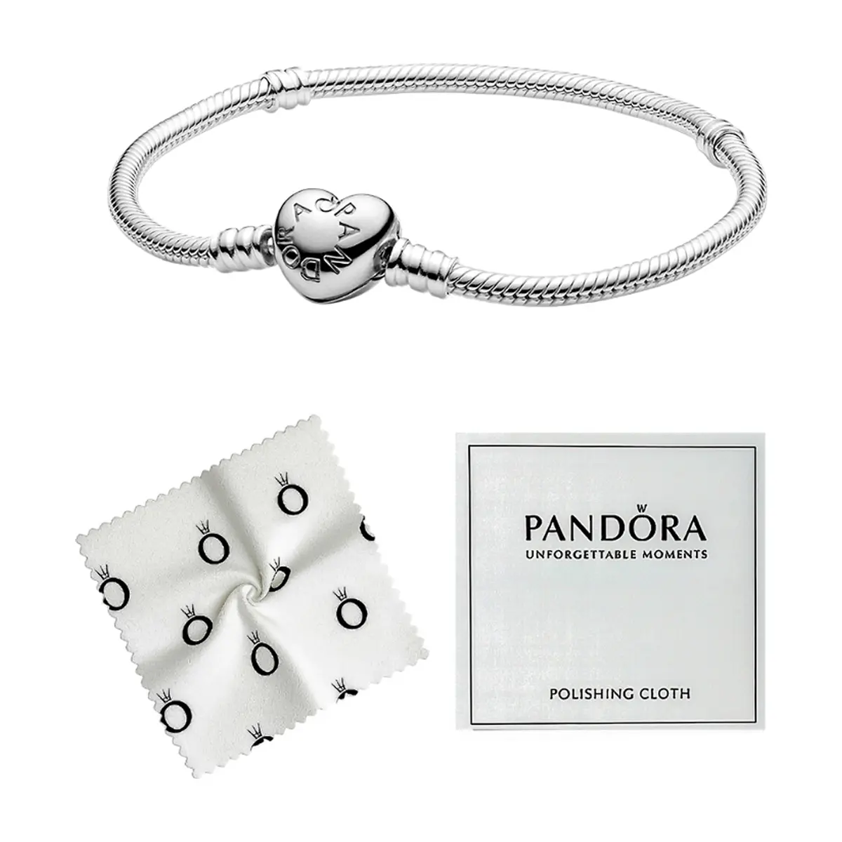 Pulsera de plata S925 estilo Pandora Moments con cierre de corazón (18 cm) - Thumbnail 2