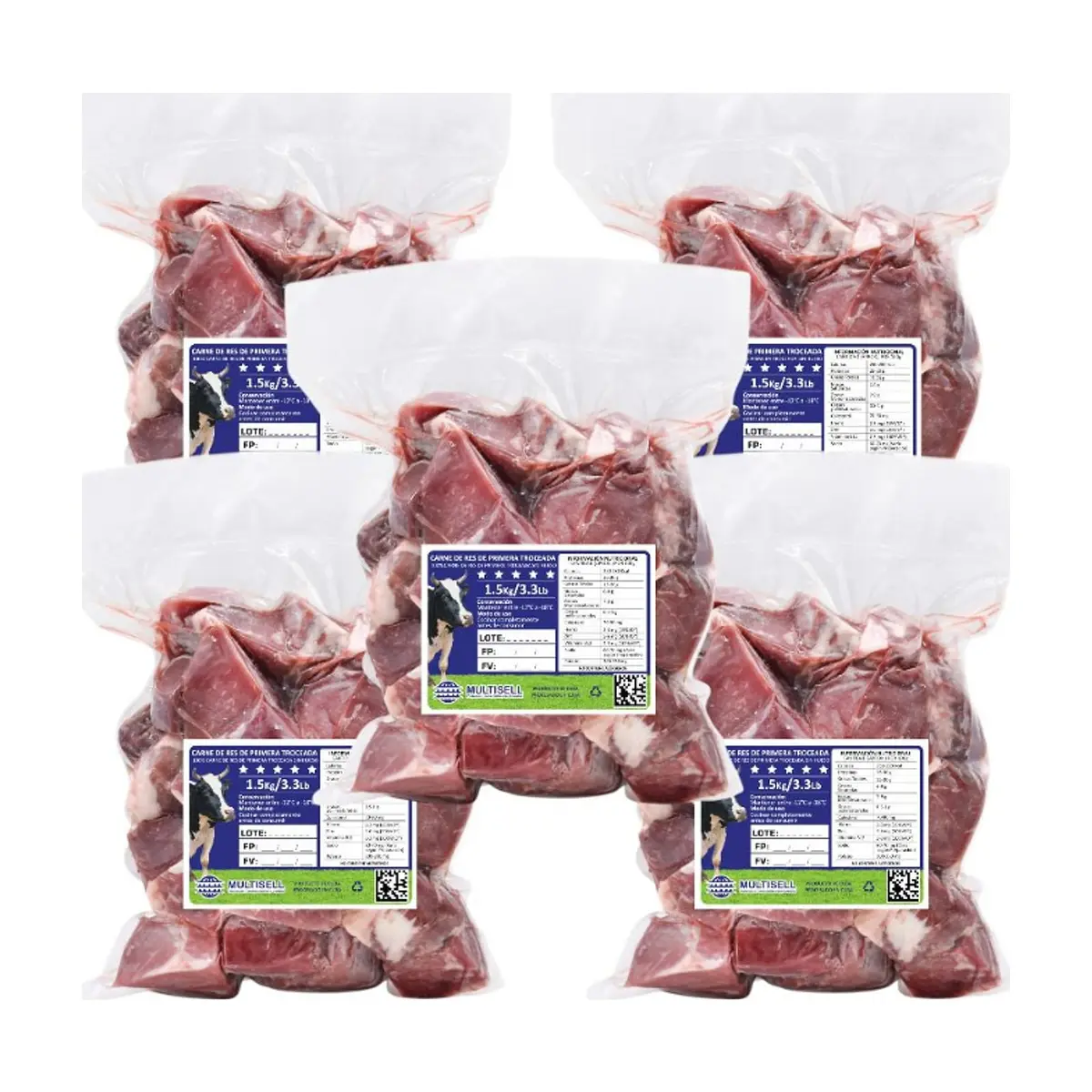 Carne de res de primera troceada Multisell (5 X 1.50 kg / 3.3 lb) - Imagen 1