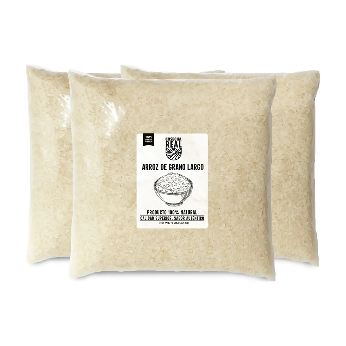 Arroz de grano largo Cosecha Real (3 x 4.54 kg / 10 lb)