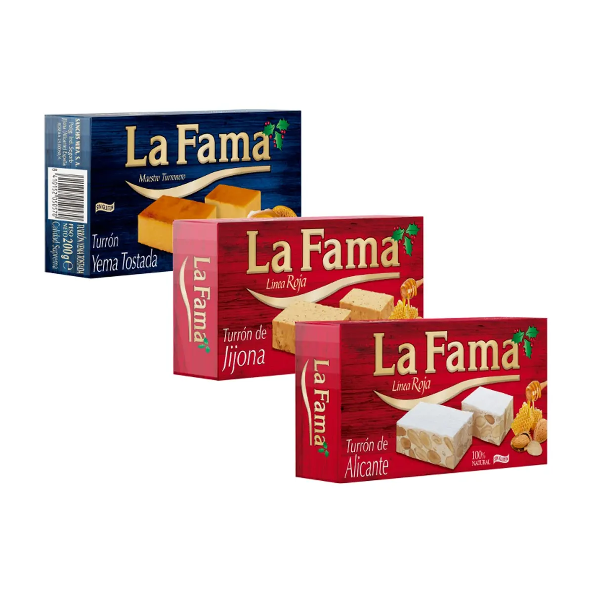 Turrón de Yema tostada La Fama + Turrón de Jijona La Fama + Turrón de Alicante La Fama - Miniatura 1