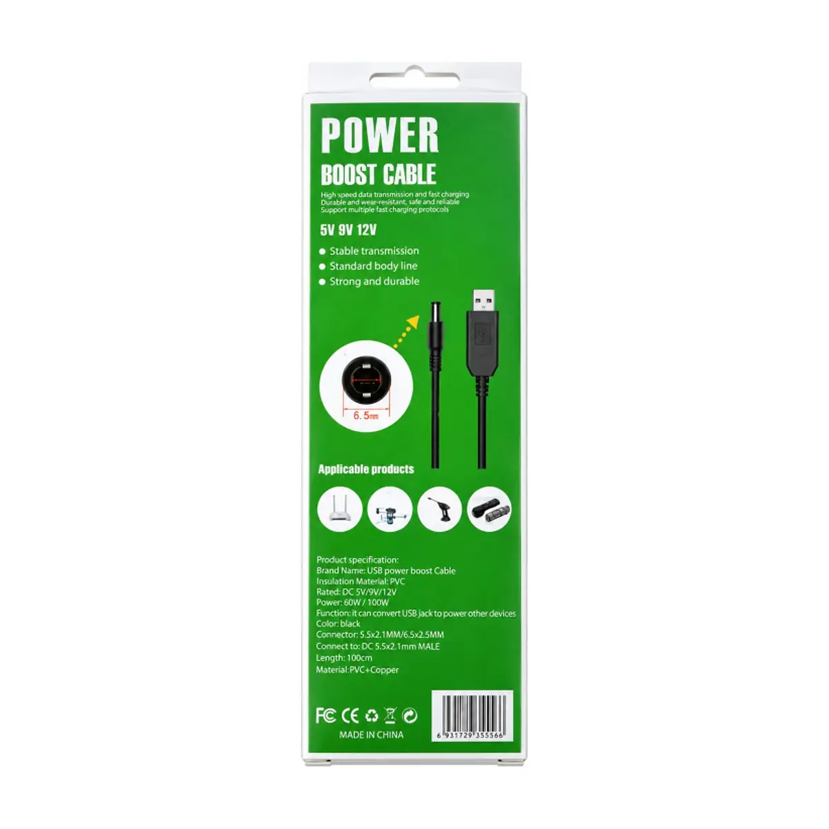Cable impulsor de potencia USB a DC 5V / 9V / 12V – 1A POWER - Thumbnail 2