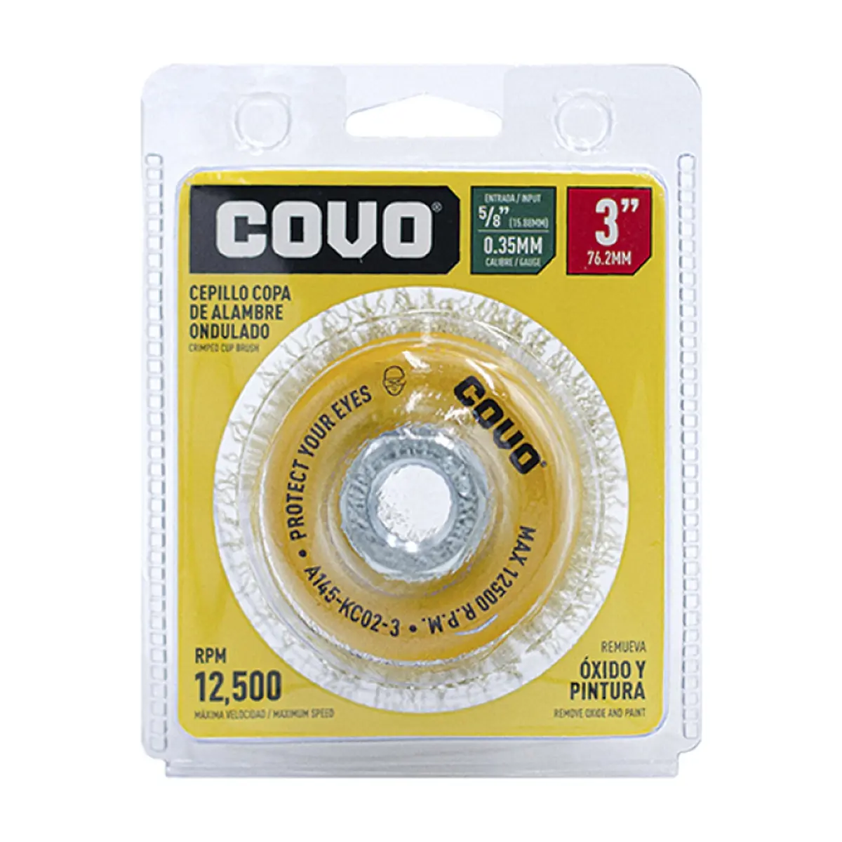 Cepillo copa de alambre ondulado 3" Covo