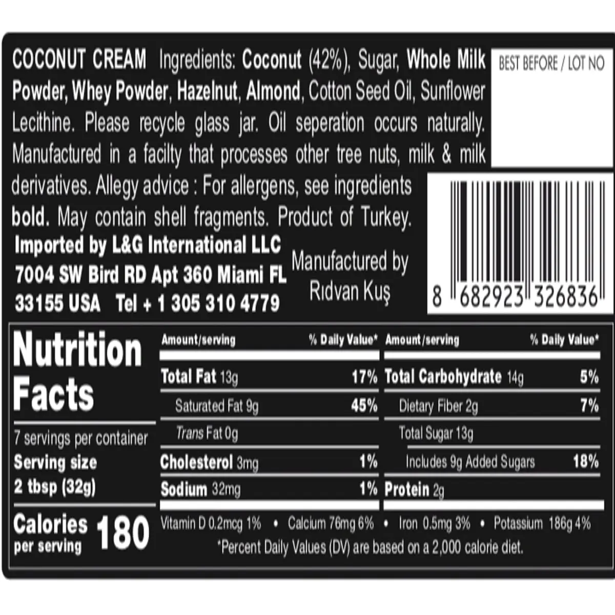 Crema de coco para untar Nuttime (250 g / 8.80 oz) - Thumbnail 4