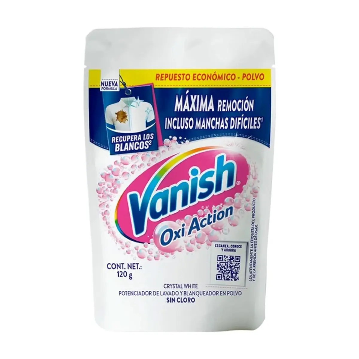 Quitamanchas en polvo para ropa blanca Vanish Oxi Action (120 g / 4.23 oz)