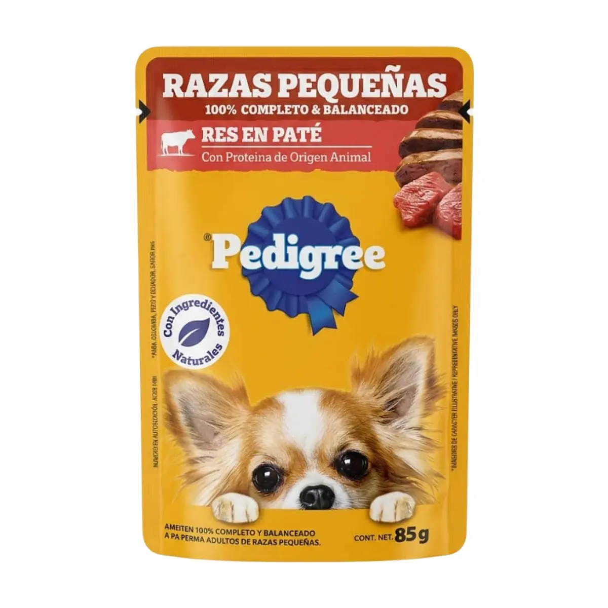 Alimento para perro de razas pequeñas sabor res en paté Pedigree (85 g / 2.99 oz)