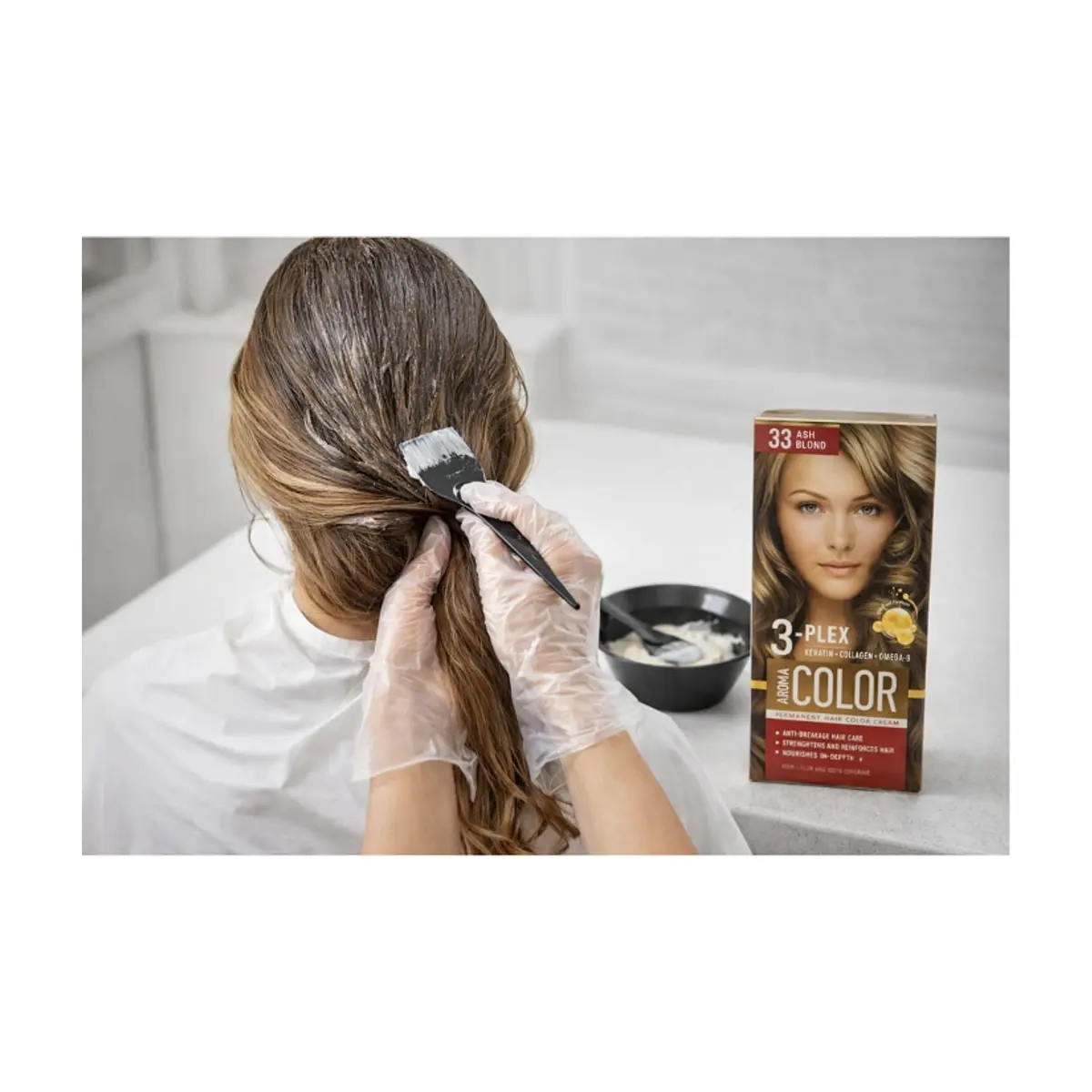 Tinte en crema para el cabello No. 33 Rubio Ceniza Aroma Color - Thumbnail 5