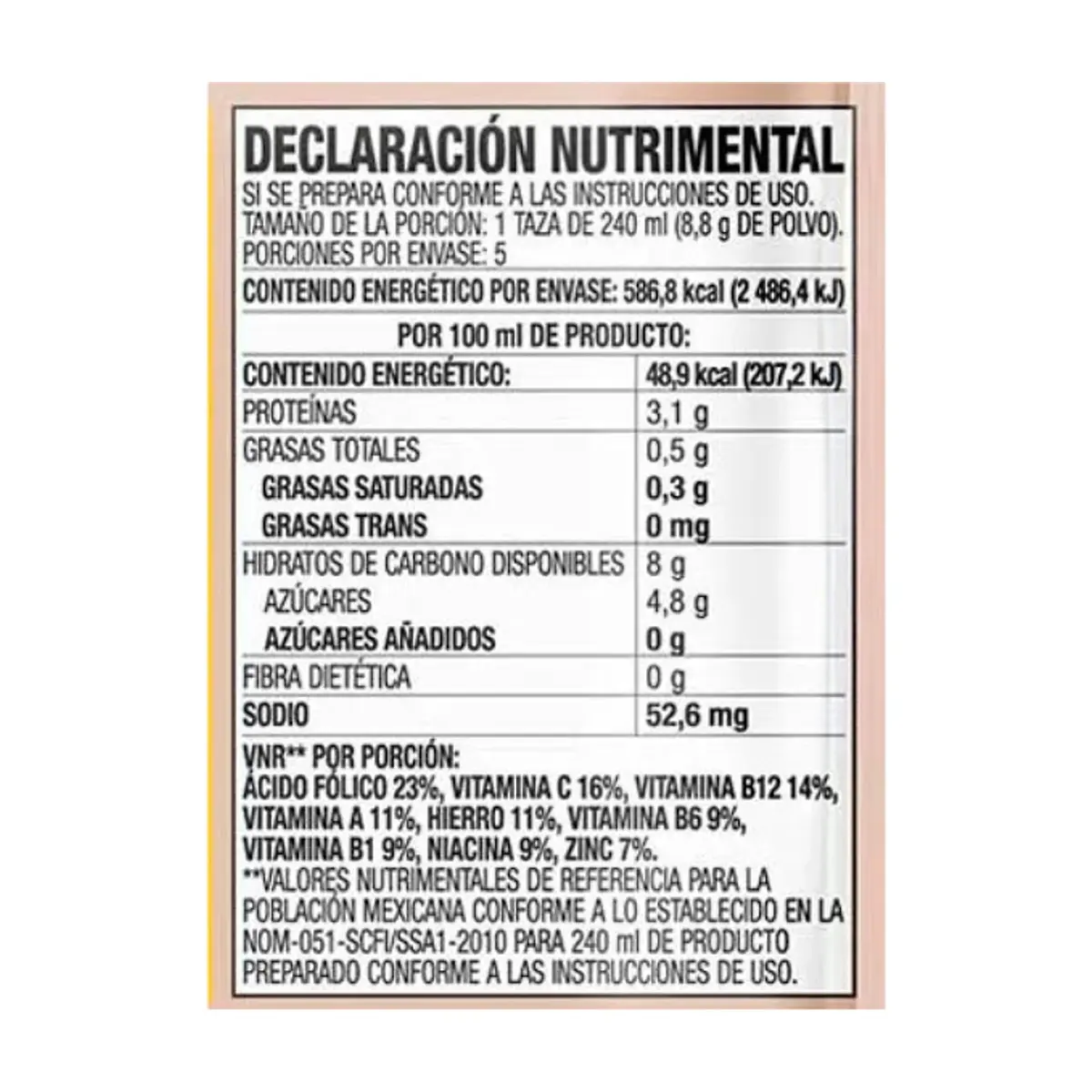 Polvo para preparar atole sabor chocolate, fortificado con vitaminas y minerales Zuko (44 g / 1.55 oz)
