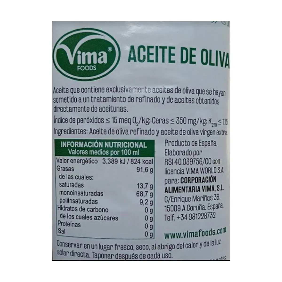 Aceite de oliva Vima Foods (1 L) - Thumbnail 4