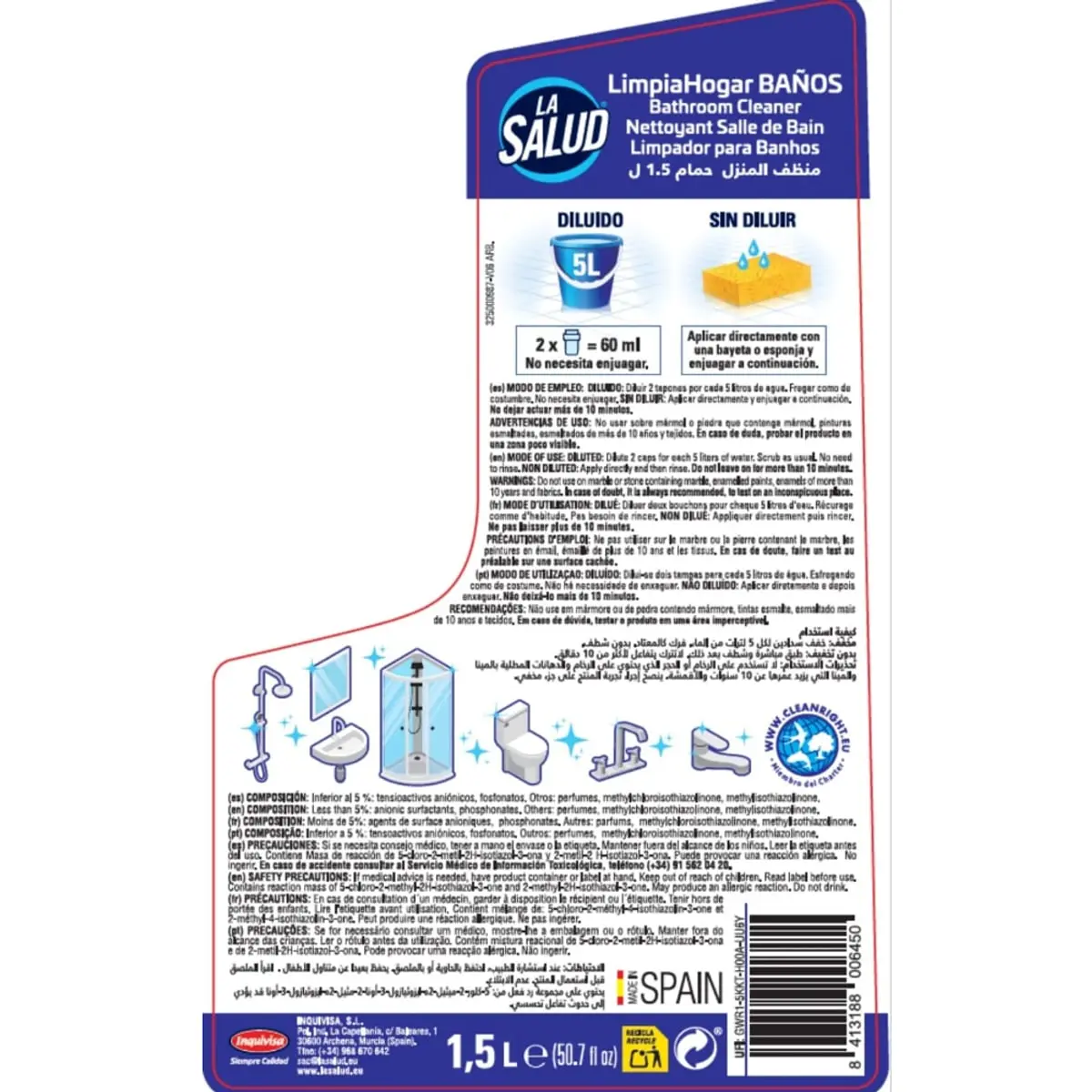 Limpiador para baños La Salud (1.5 L / 50.7 oz) - Miniatura 3