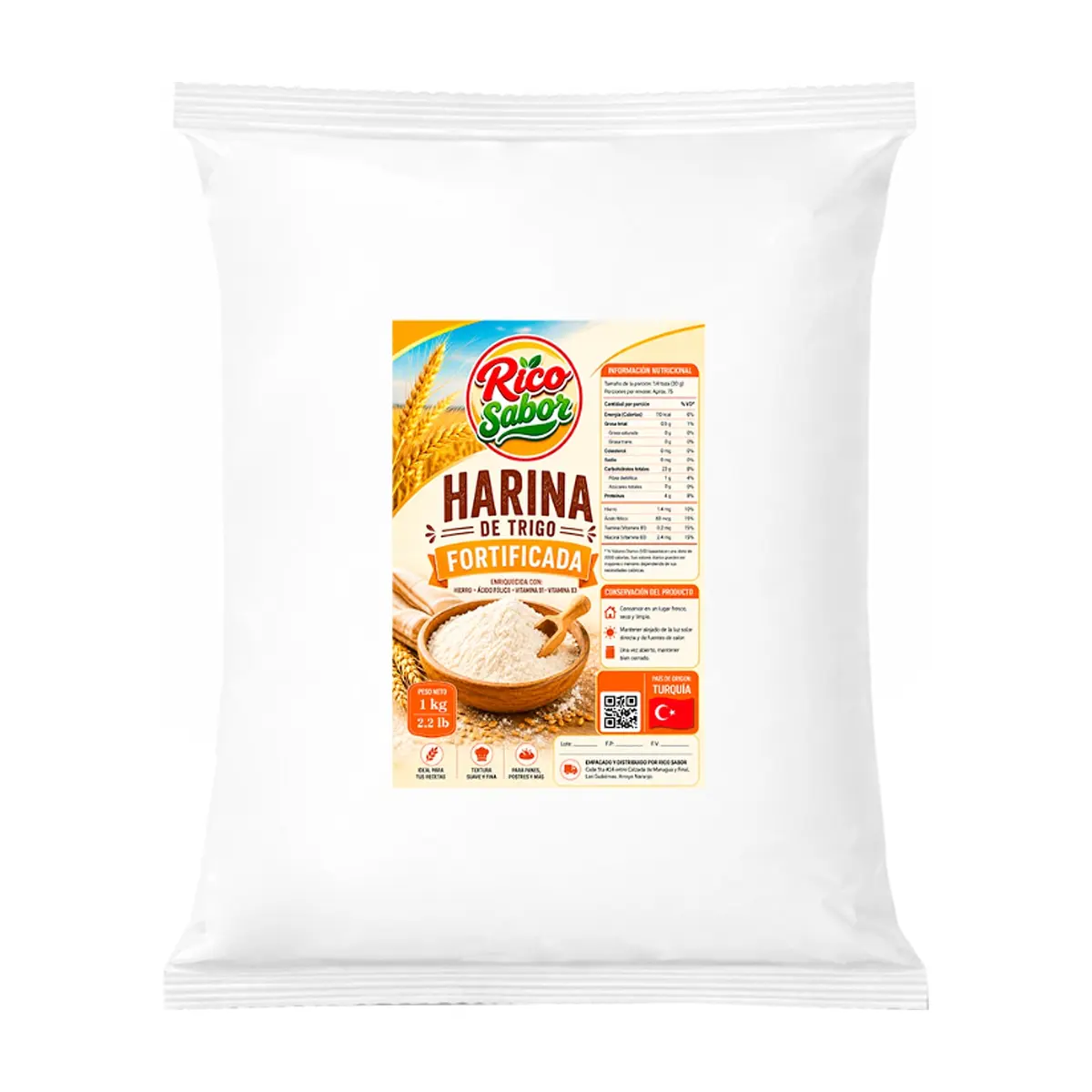 Harina de trigo fortificada Rico Sabor (1 kg / 2.2 lb)