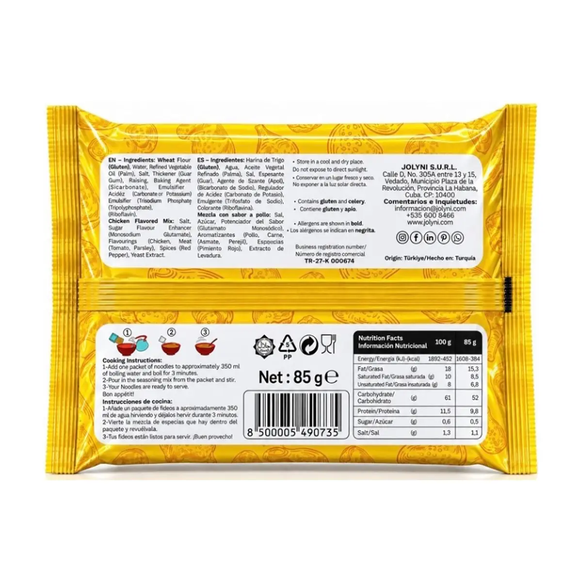 Sopa de fideos instantáneos sabor pollo Jolyni (85 g / 3 oz) - Thumbnail 2