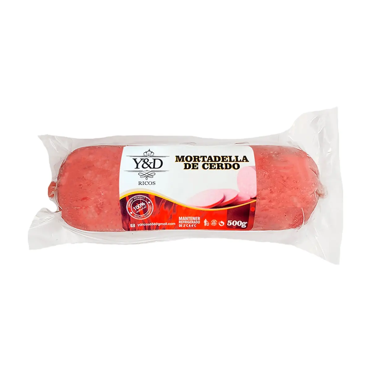 Mortadella de cerdo Y&D Ricos (500 g / 1.1 lb)