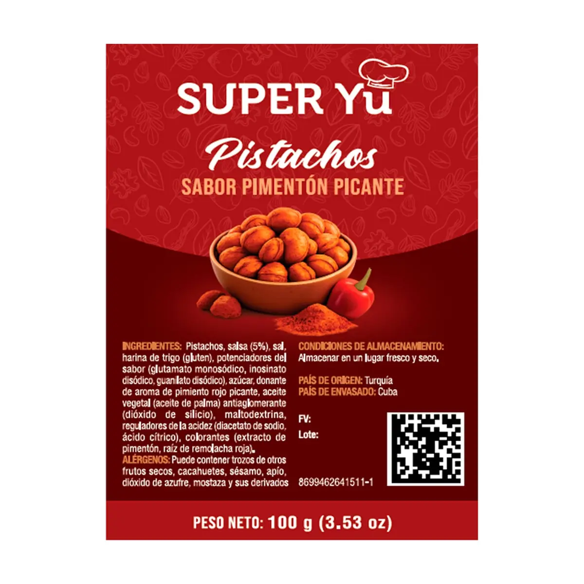Pistachos con sabor a pimentón picante Super Yu (100 g / 3.53 oz) - Thumbnail 3