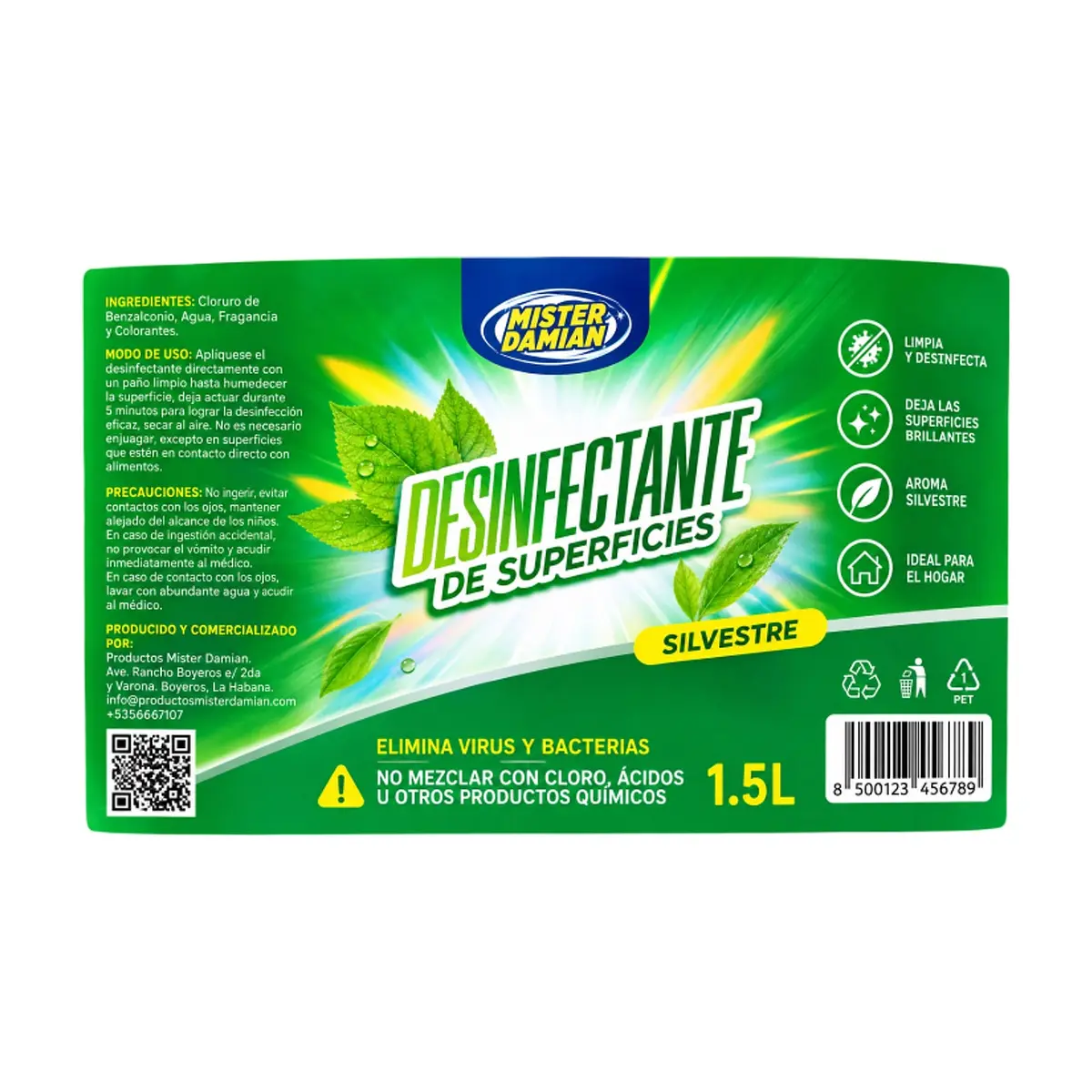 Desinfectante de superficie aroma silvestre Mister Damian (1.5 L) - Thumbnail 3