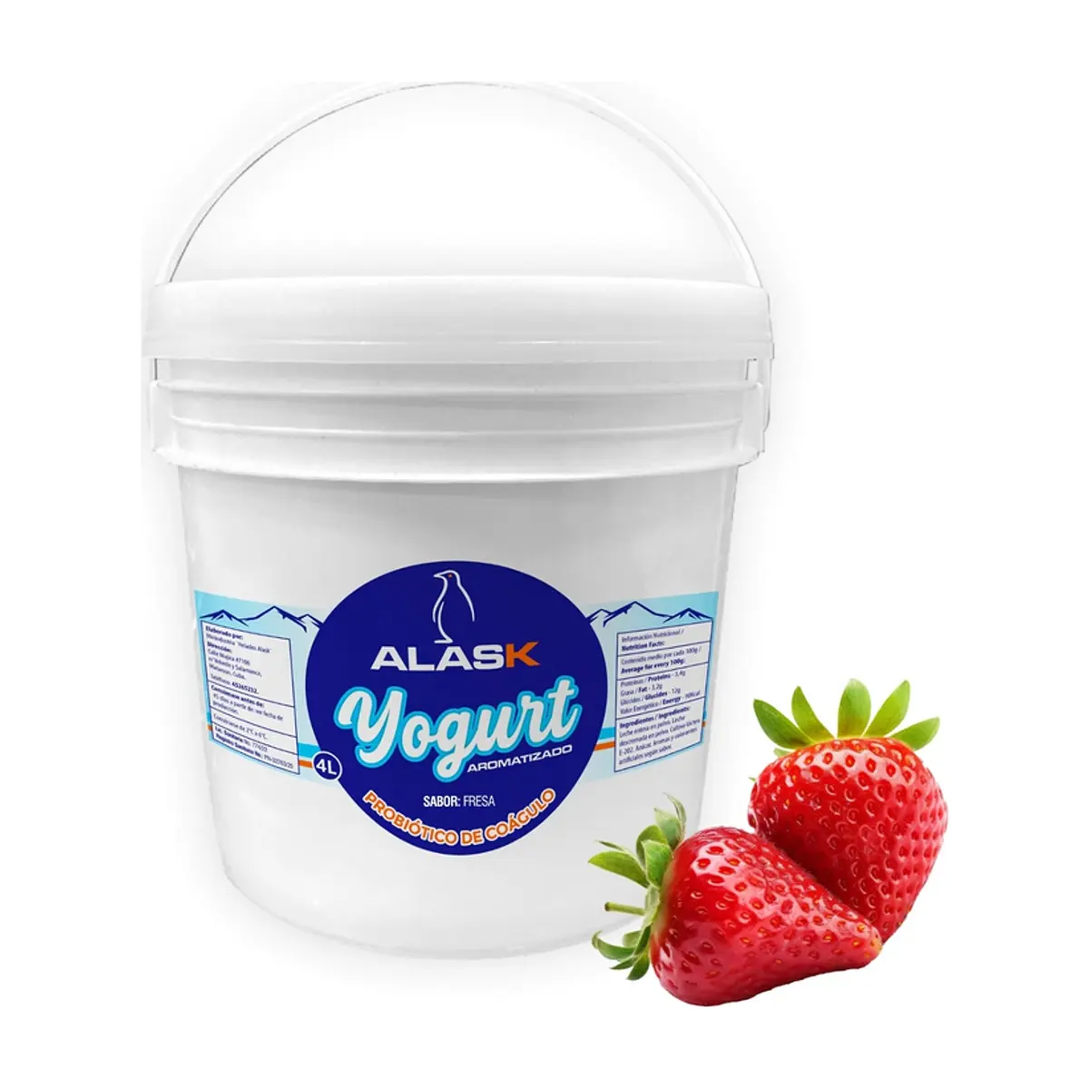 Yogurt probiótico de coágulo sabor fresa Alask (4 L)