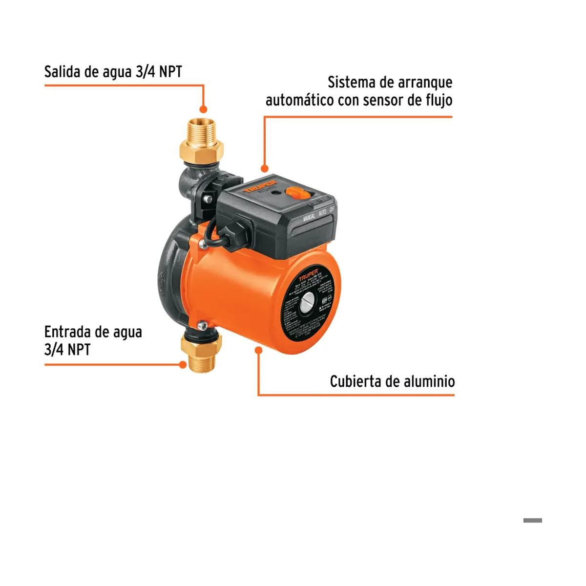 Bomba presurizadora 1/3 HP Truper PRE-1/3S - Miniatura 2