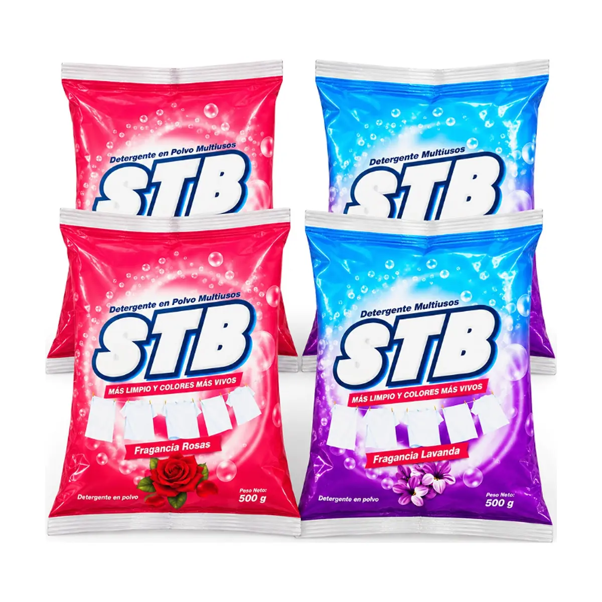 Combo de detergentes en polvo STB #7: Detergente en polvo fragancia a lavanda + Detergente en polvo fragancia a rosas