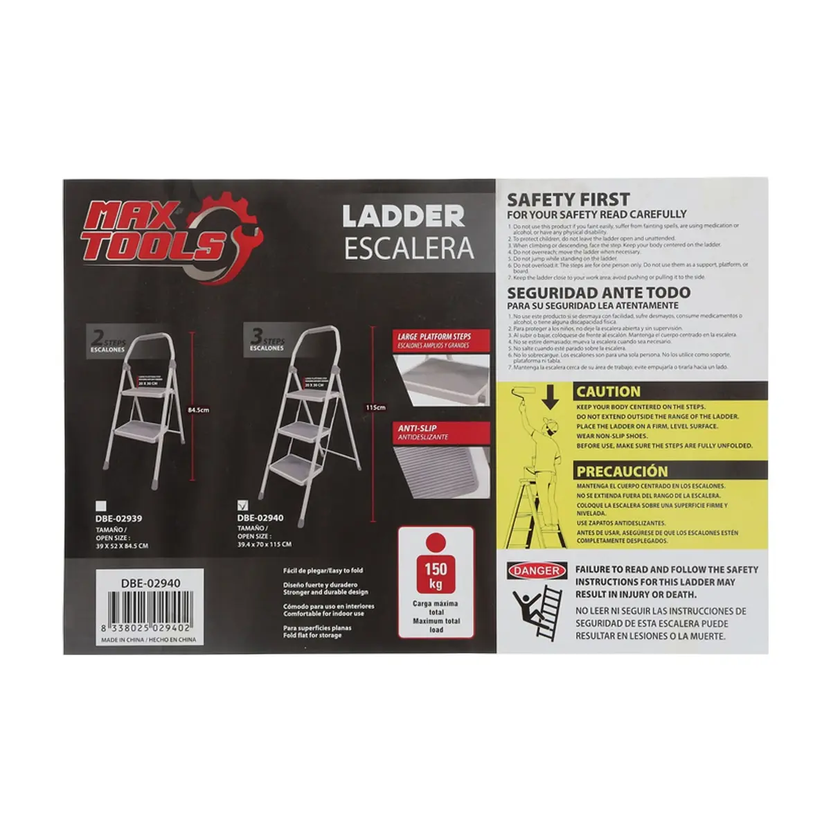 Escalera plegable de 3 escalones MAX TOOLS - Thumbnail 3