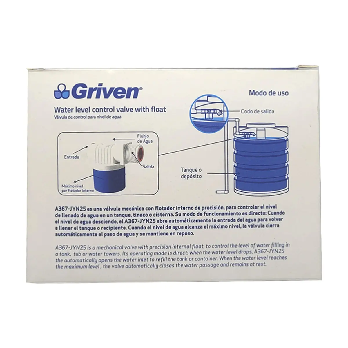 Válvula de control para nivel de agua de 1" con flotante Griven - Thumbnail 8