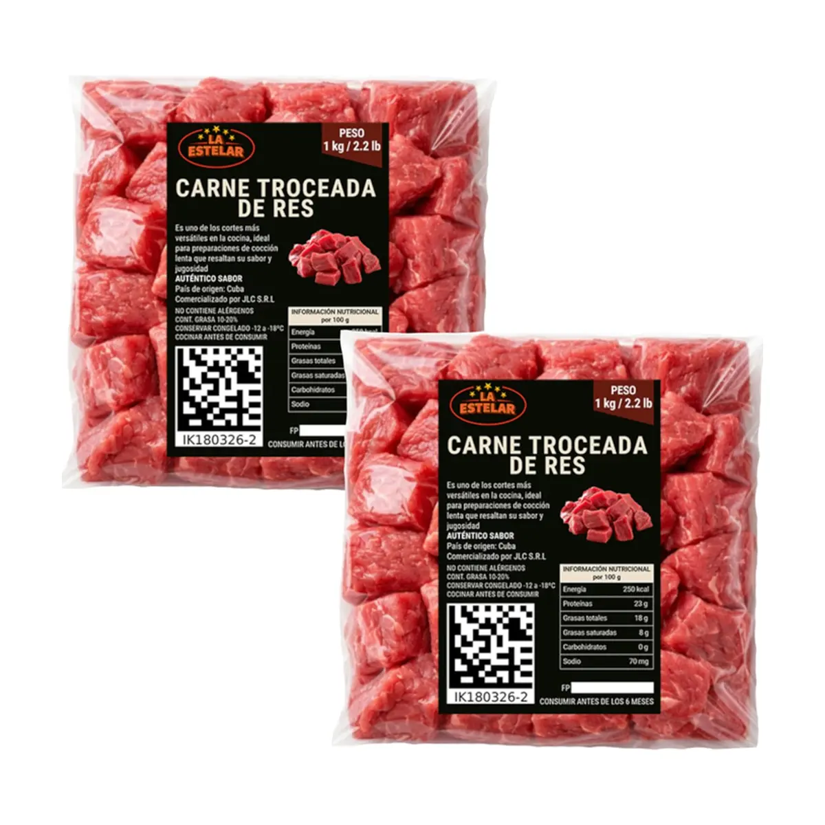 Carne de res troceada La Estelar (2 x 1 kg / 2.2 lb) - Imagen 1