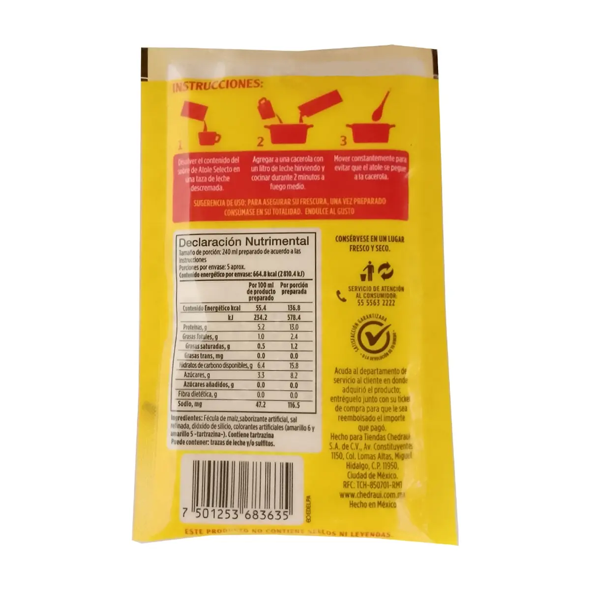 Fécula de maíz para preparar atole sabor vainilla Selecto (47 g / 1.65 oz) - Miniatura 2