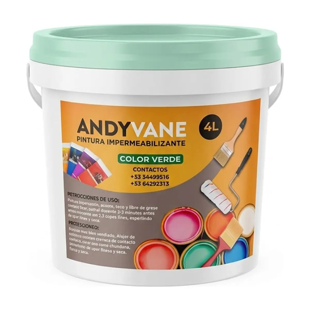 Pintura impermeabilizante color verde Andyvane (4 L)