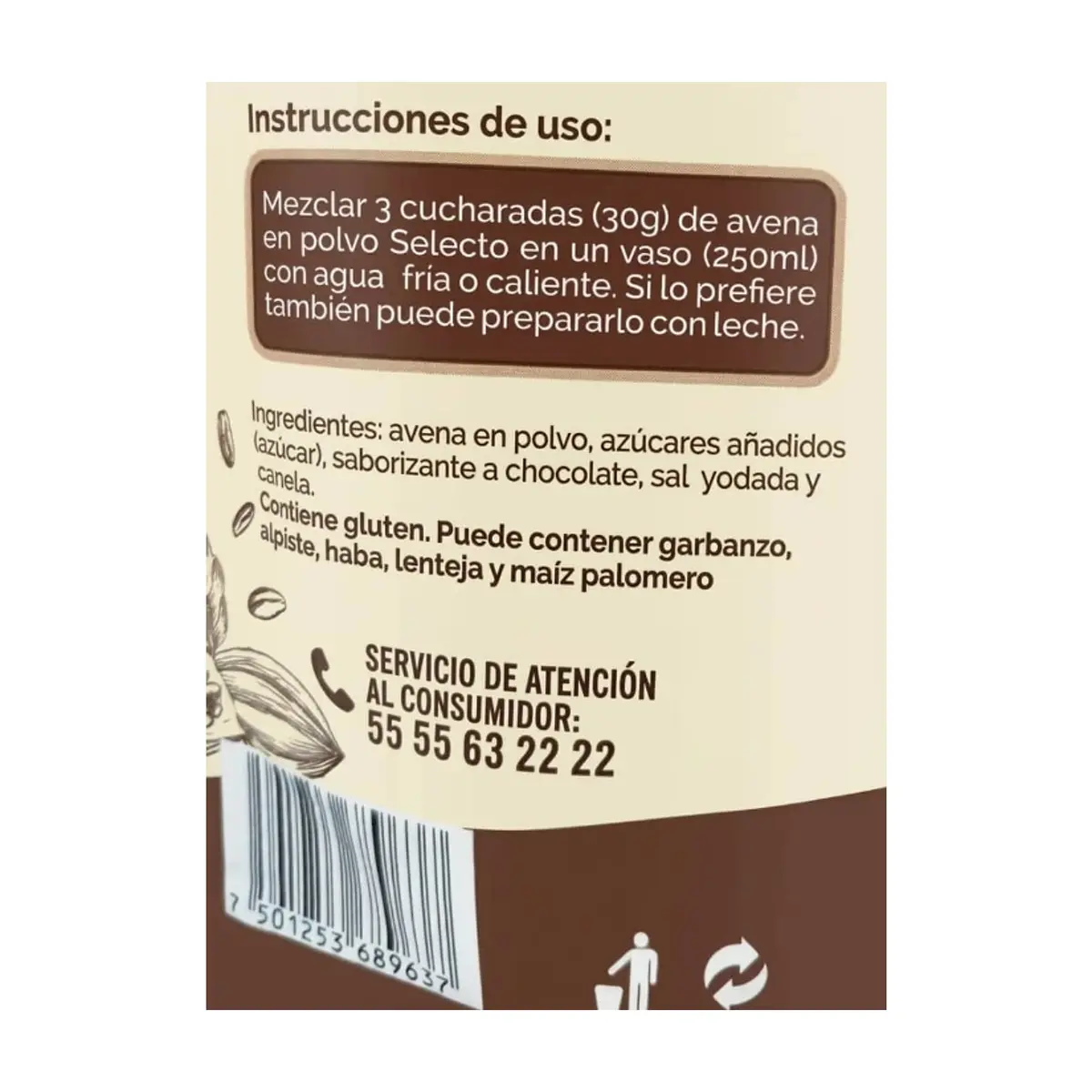 Avena en polvo sabor a chocolate Selecto Brand (200 g / 7.05 oz) - Miniatura 3