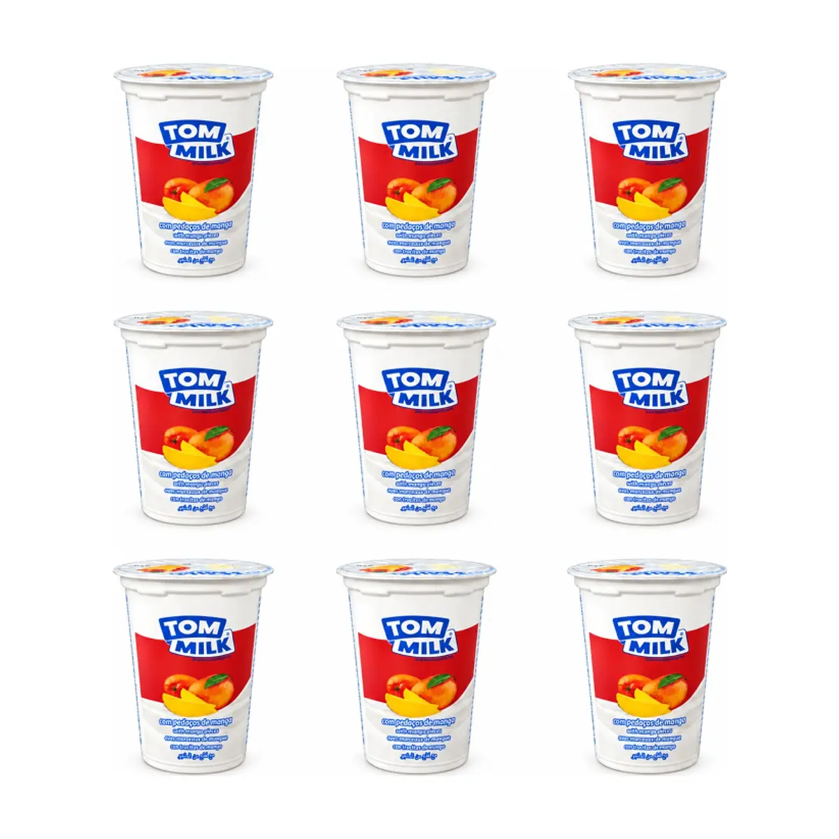 Yogurt pasteurizado sabor mango con trocitos de frutas Tom Milk (9 x 500 g / 1.10 lb)