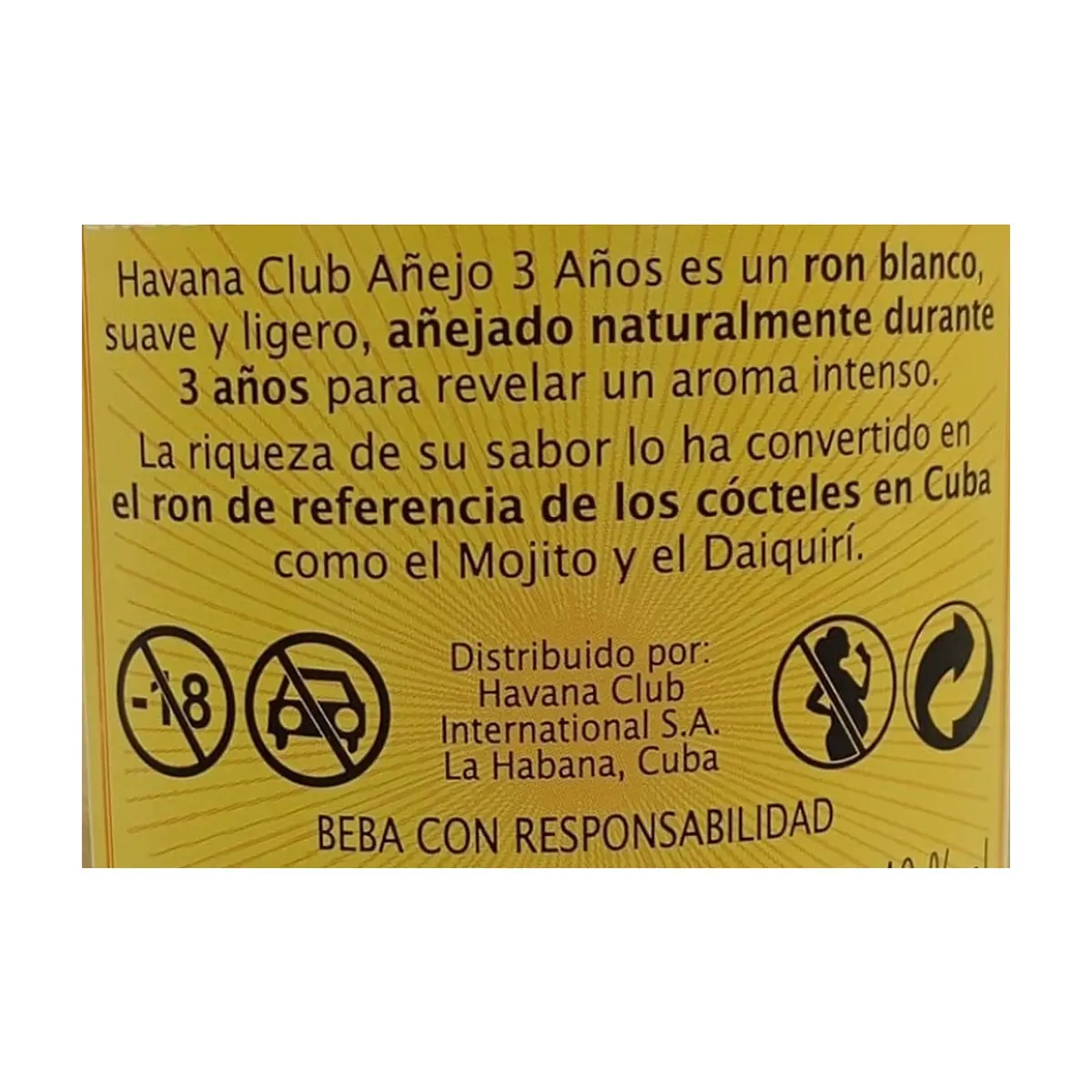 Botella de ron blanco añejo 3 años 40 % vol Havana Club (1 L) - Thumbnail 6