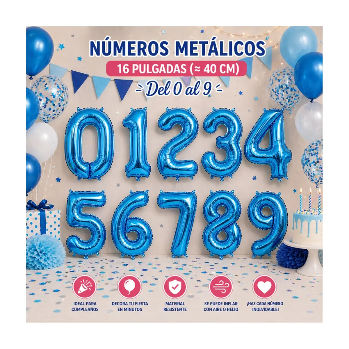 Globo azul número 2 Balloon (16 pulgadas) - Thumbnail 4