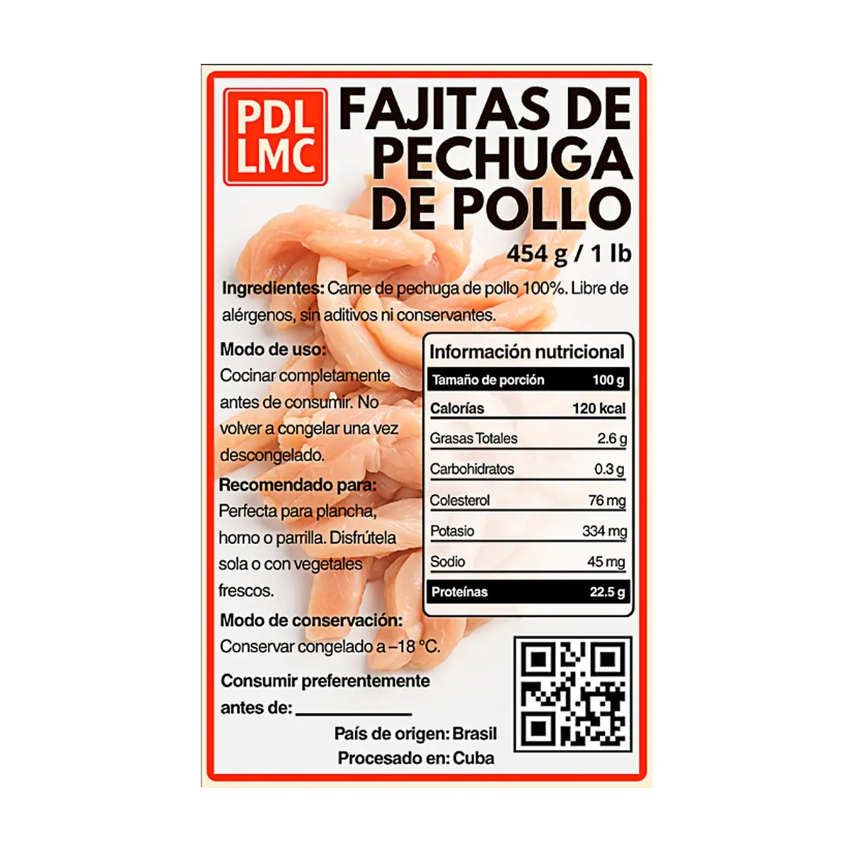 Fajitas de pechuga de pollo PDL LMC (454 g / 1 lb) - Thumbnail 3