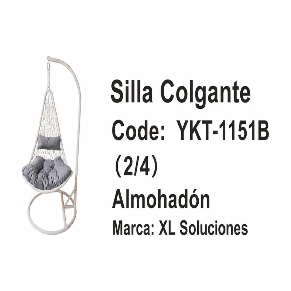 Silla colgante blanca con almohadón y cojín XL Soluciones YKT-1151B - Thumbnail 3