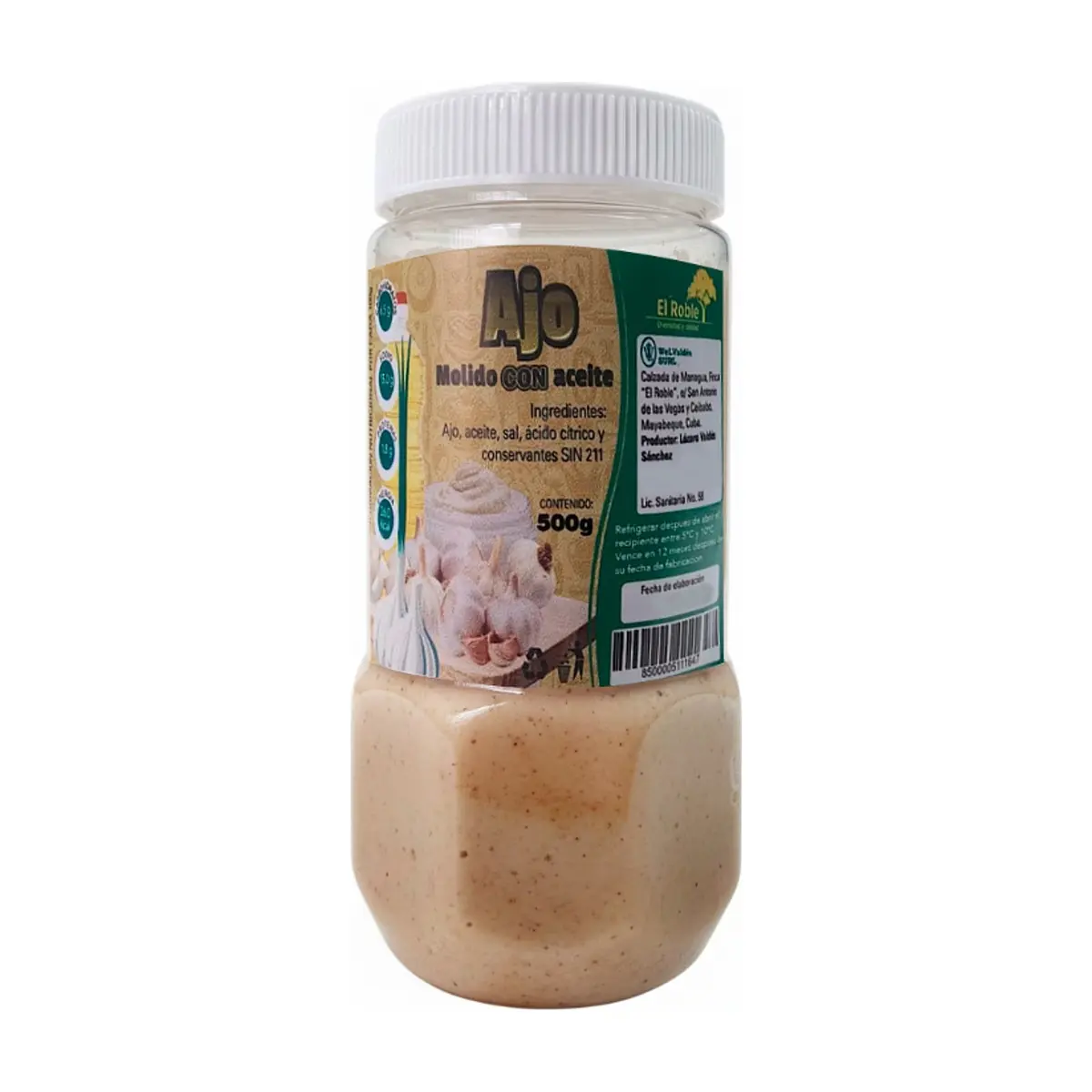 Ajo molido con aceite El Roble (500 g / 1.1 lb)