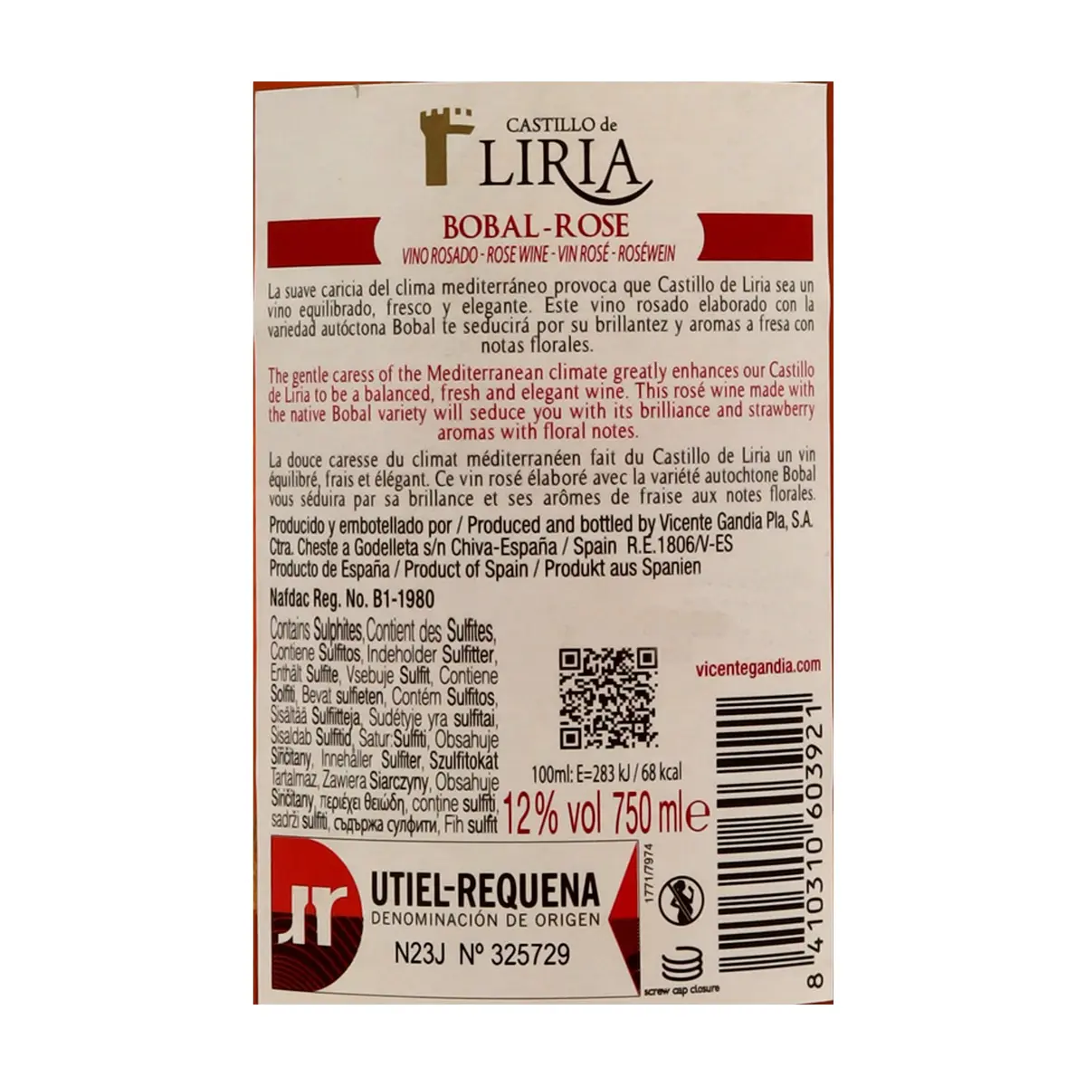 Vino rosado Bobal Castillo de Liria (750 ml) - Thumbnail 2