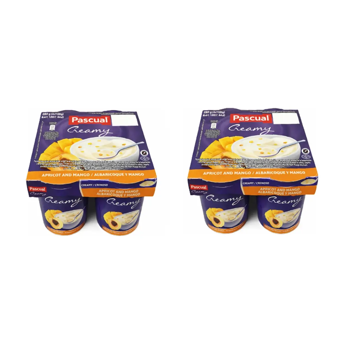 Yogur cremoso pasteurizado después de la fermentación con albaricoque, mango y nata Pascual (8 x 120 g / 4.23 oz) - Miniatura 1