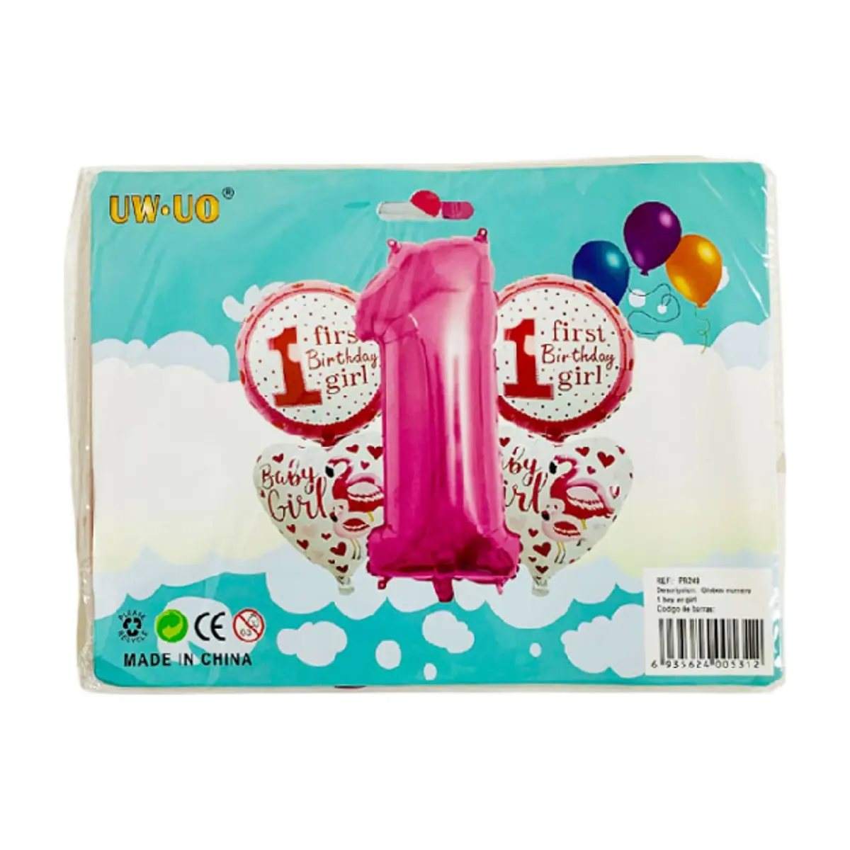 Set de globos de niña para el primer cumpleaños (5 U) - Thumbnail 2