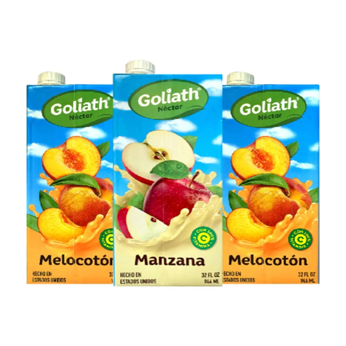 Jugos mixtos sabor a manzana + melocotón Goliath
