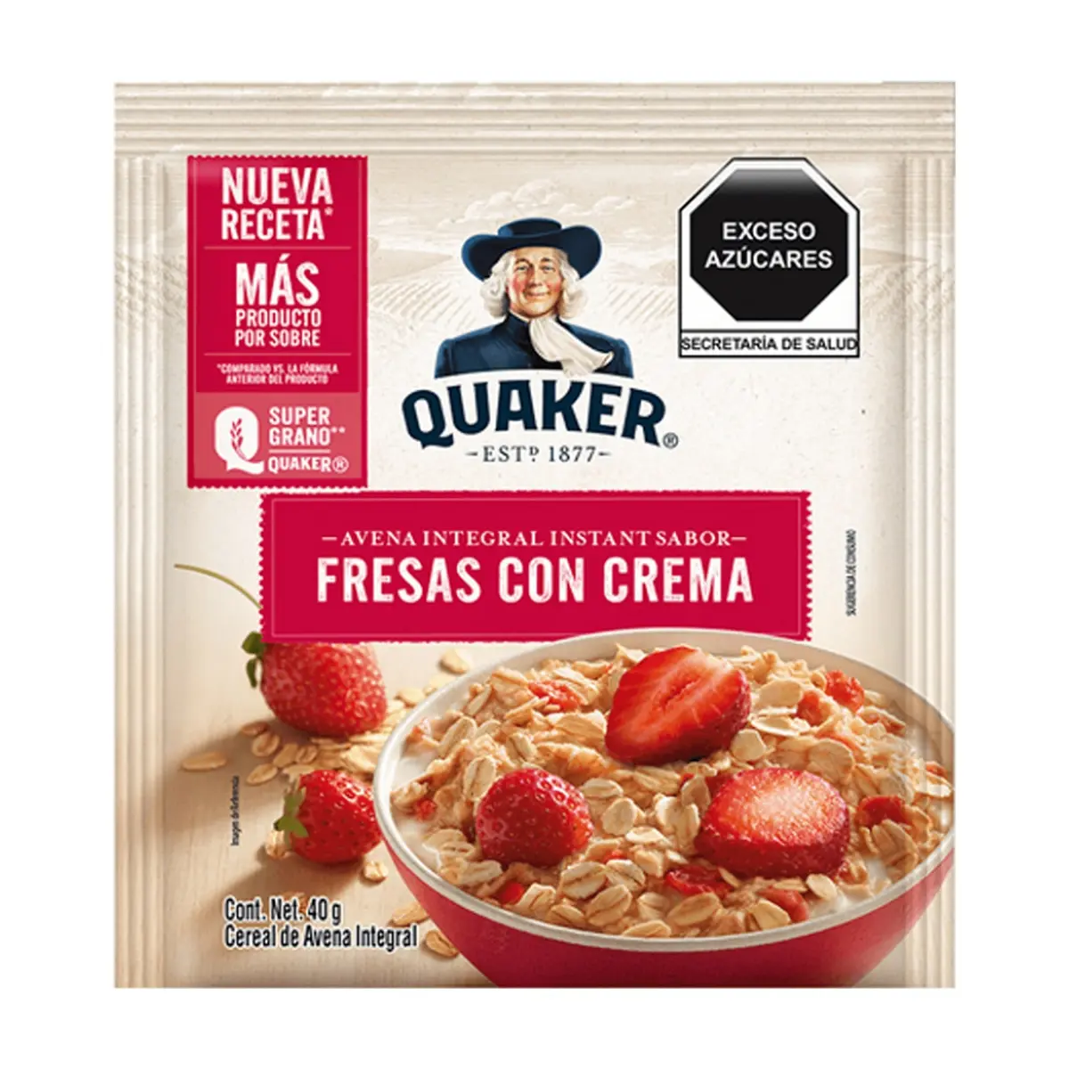 Avena integral sabor a fresa con crema Quaker (35 g / 1.23 oz)