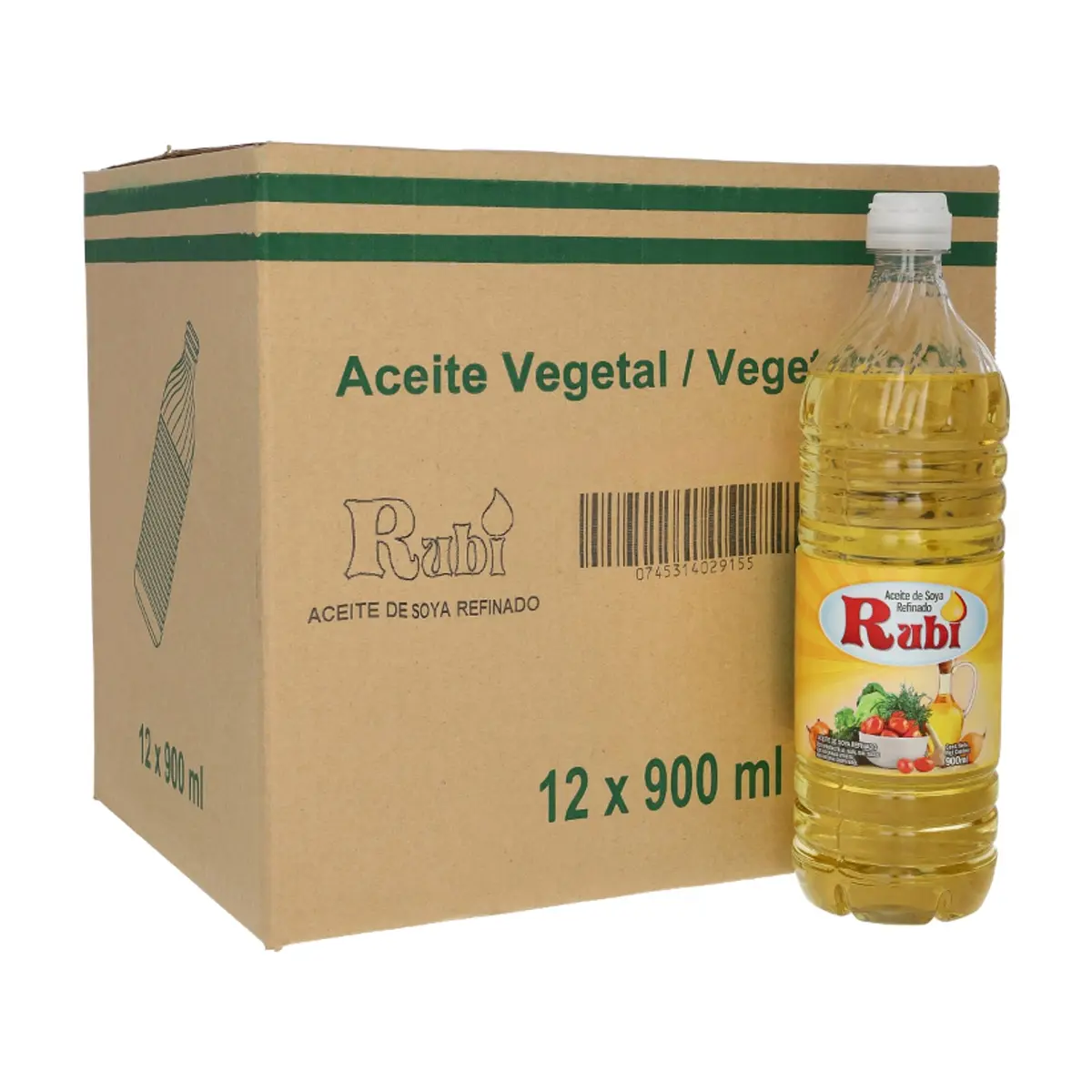 Caja de aceite de soya refinado Rubí (12 x 900 ml)