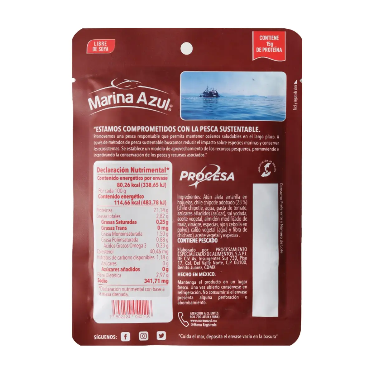 Atún en hojuelas con 23% de chile chipotle Marina Azul (74 g / 2.61 oz) - Thumbnail 4